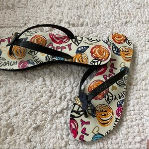 Coach poppy flip flops very gently used once!